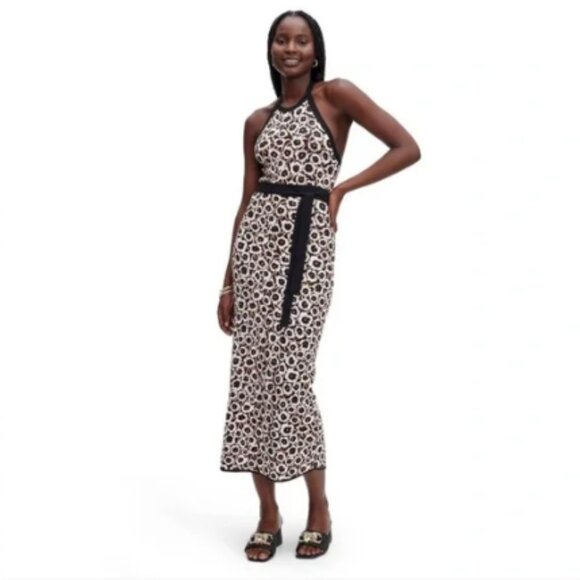 DVF for Target Women's Halter Tie Neck Neutral Poppy Sweaterknit Midi Dress - Picture 4 of 6